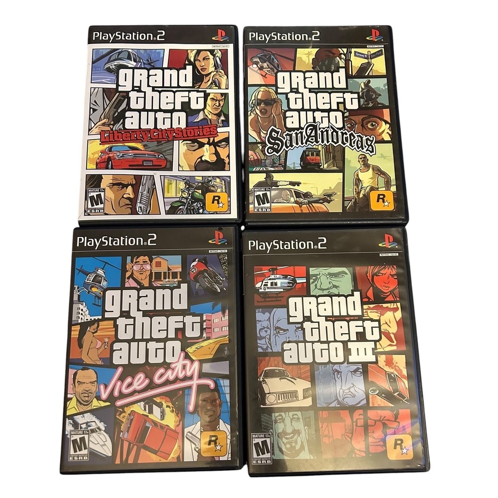 PS2 Grand Theft Auto Collection Lot of 4 GTA III Vice City San Andreas LCS CIB